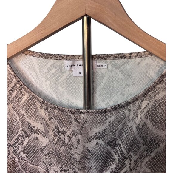 Good American Slinky Jersey Ruched Tank Top- Snakeskin Print, Size S NEW WITH TA - Picture 6 of 16